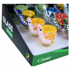 Clover Glass 14mm Reptile Art Bowl - Assorted Colors - 12ct Display [WPH-254-D12]